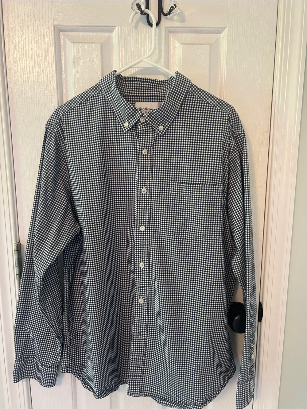 Goodfellow & Co Navy and White Gingham Button-Down Shirt